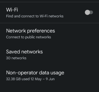 Turn off the WiFi to Fix Mobile Network Not Available